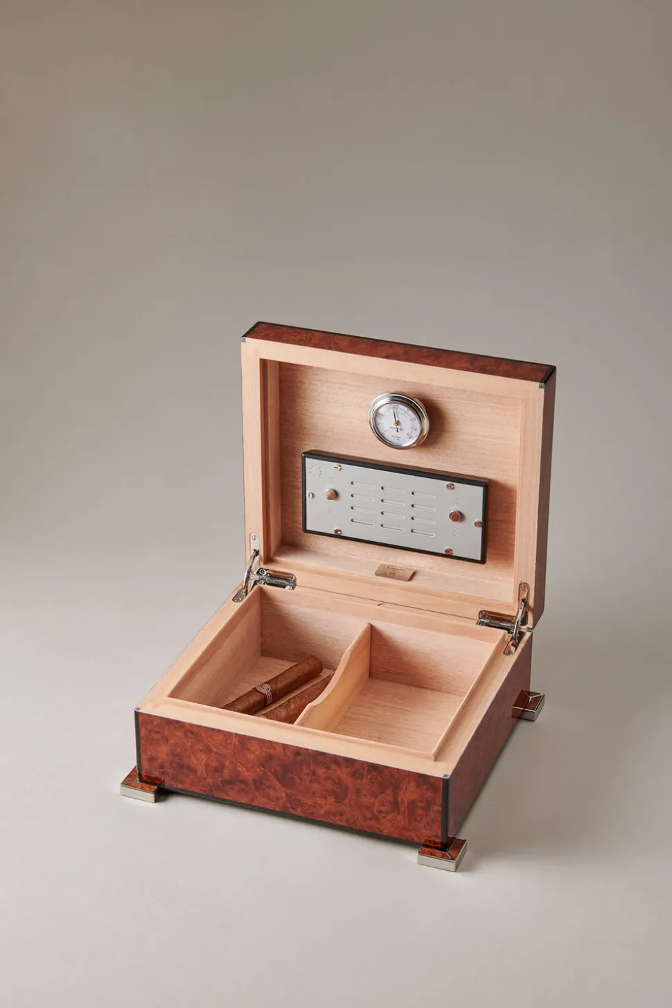 Amboyna burl Small cigar humidor box