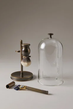 Antique brass Shaving set with glass dome