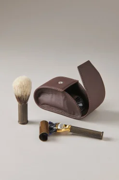 Antique brass Travelling shaving set