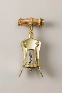 Bamboo root Brass double lever corkscrew