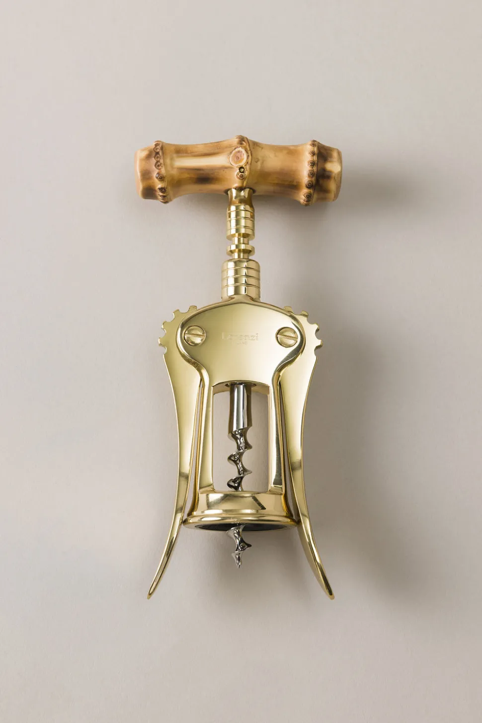 Bamboo root Brass double lever corkscrew