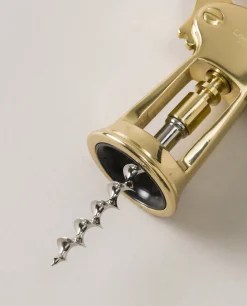 Bamboo root Brass double lever corkscrew