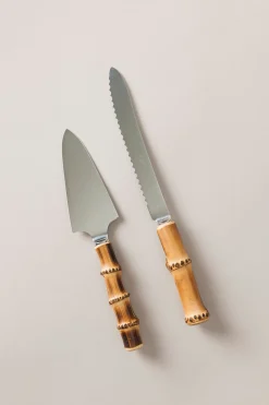 Bamboo root Cake and knife server (individual components)