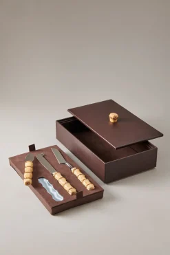 Bamboo root Cheese knife set deluxe case