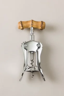 Bamboo root Chrome double lever corkscrew