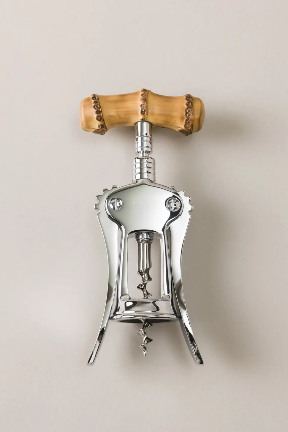 Bamboo root Chrome double lever corkscrew