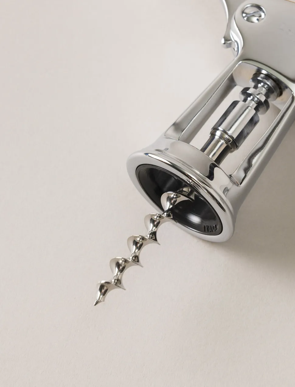 Bamboo root Chrome double lever corkscrew