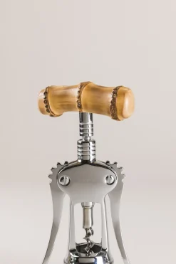 Bamboo root Chrome double lever corkscrew