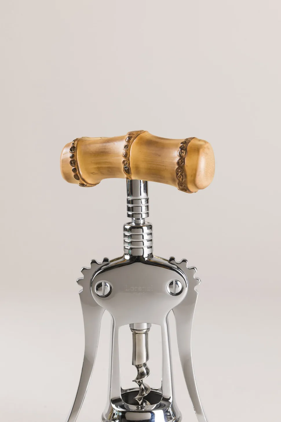 Bamboo root Chrome double lever corkscrew