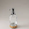 Bamboo root Glass soap dispenser with natural material base