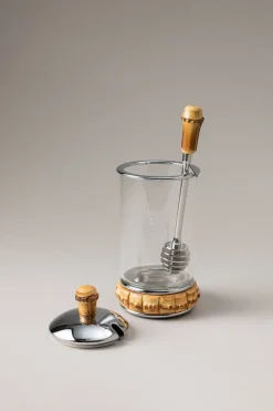Bamboo root Honey pot with dipper