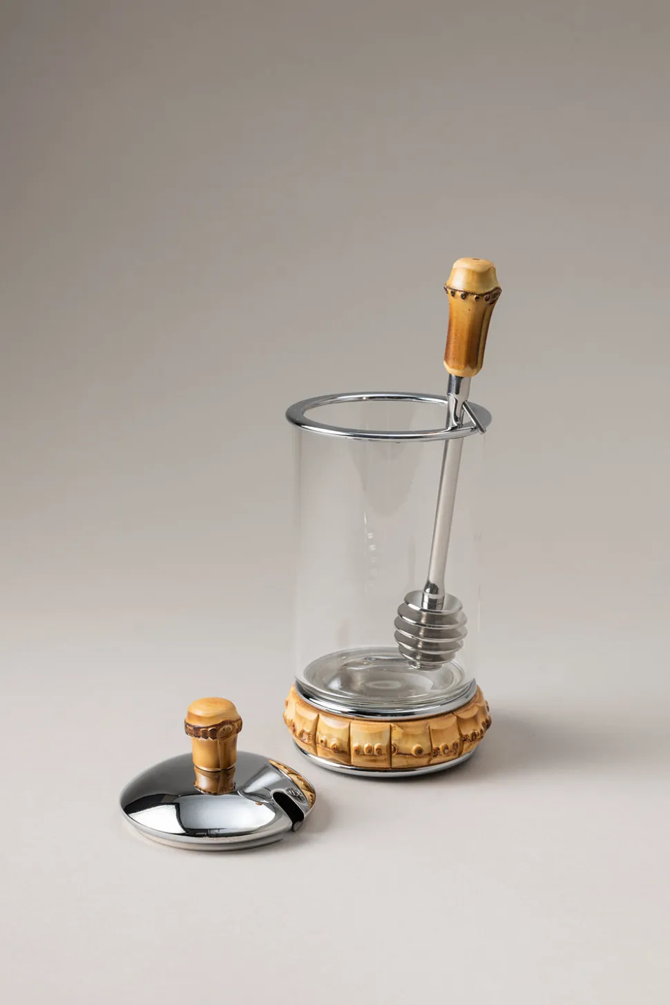 Bamboo root Honey pot with dipper