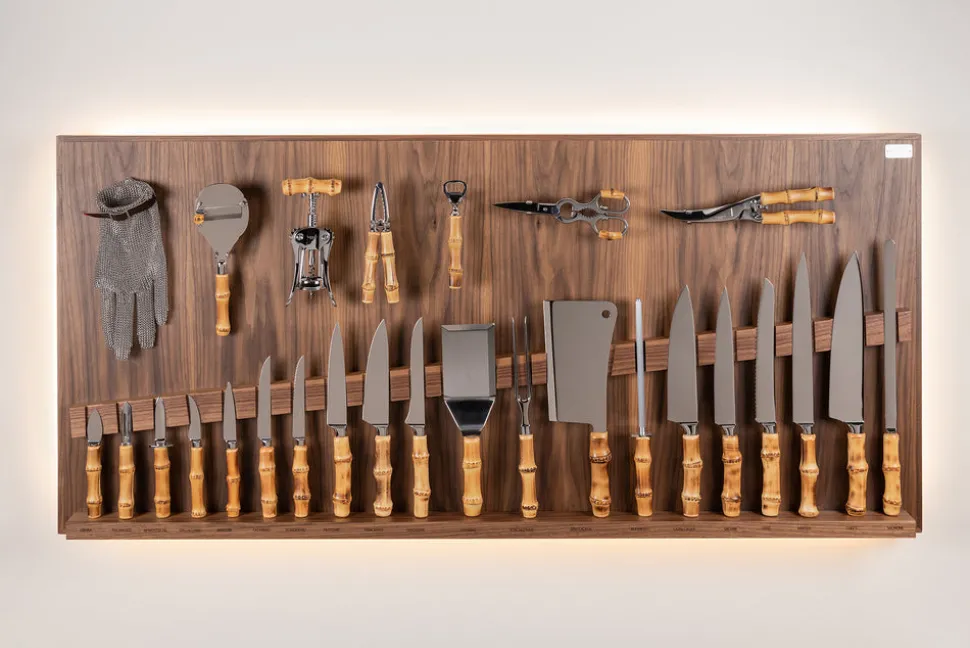 Bamboo root Large wall-mounted knives set
