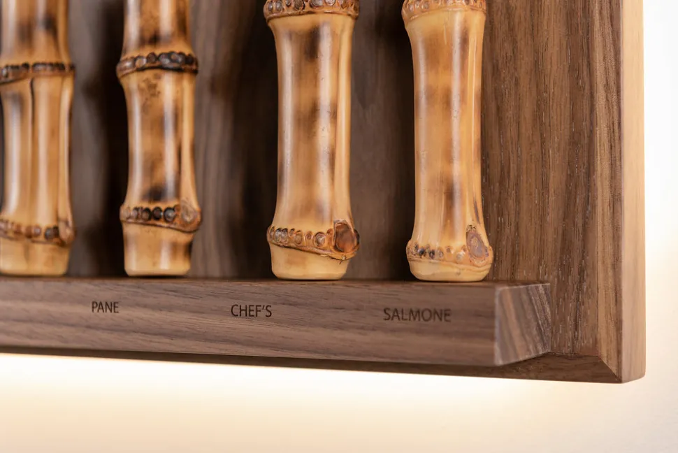 Bamboo root Large wall-mounted knives set