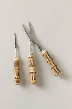 Bamboo root Lobster cracker and fork