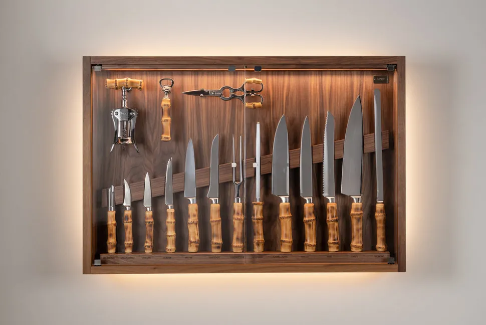 Bamboo root Medium cabinet wall-mounted knives set
