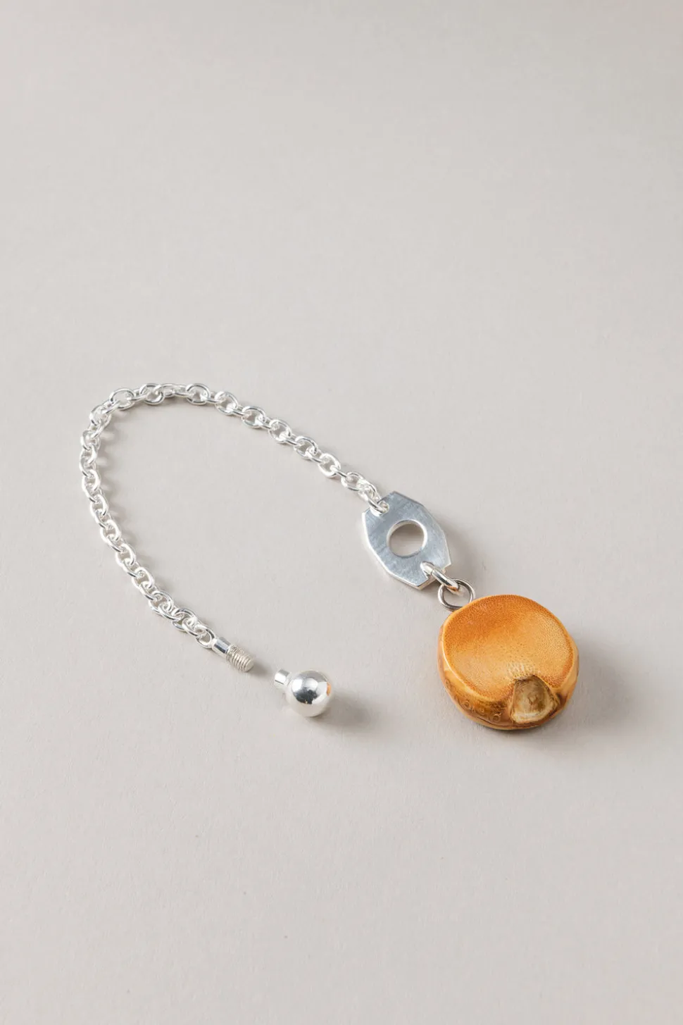 Bamboo root Silver key chain