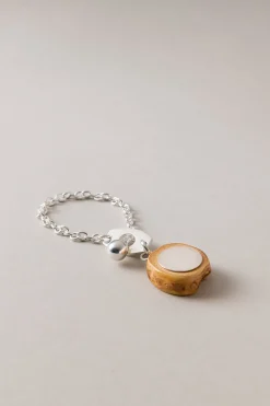 Bamboo root Silver key chain