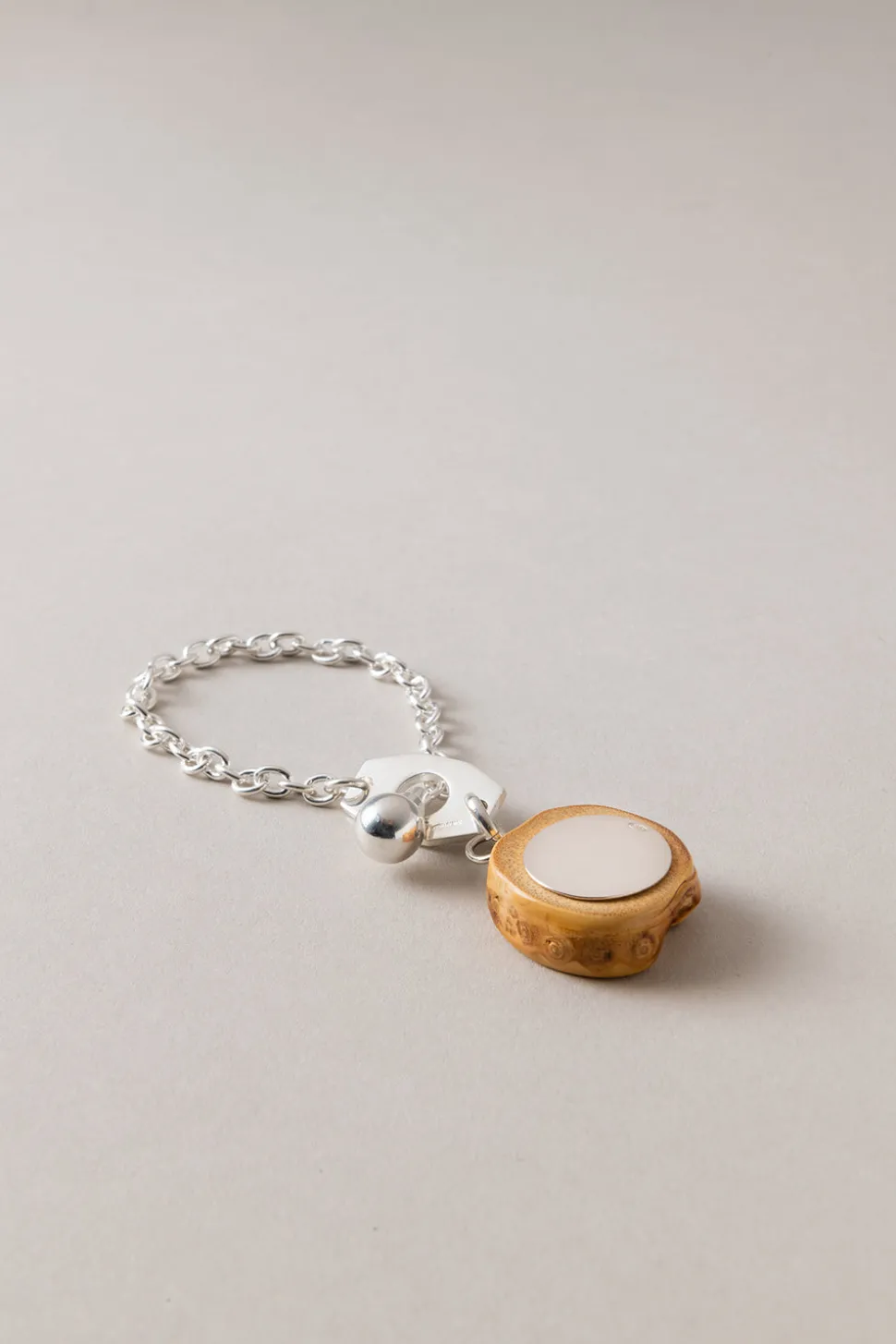 Bamboo root Silver key chain