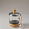 Bamboo root Sugar bowl for lumps with tong