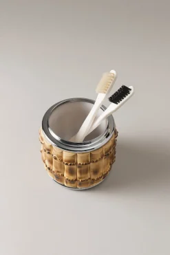 Bamboo root Toilet toothbrush pot