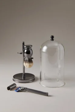 Black nikel Shaving set with glass dome