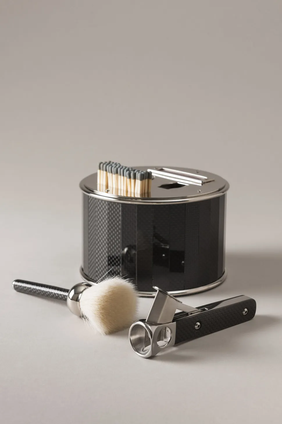 Carbon fiber Cylindrical cigar set with V cutter