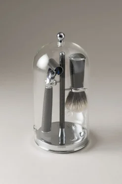Carbon fiber Shaving set with glass dome