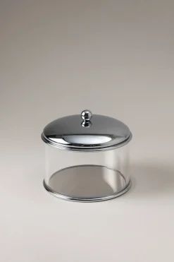 Chrome plated brass Glass cotton jar