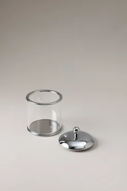 Chrome plated brass Glass toilet ear picks jar