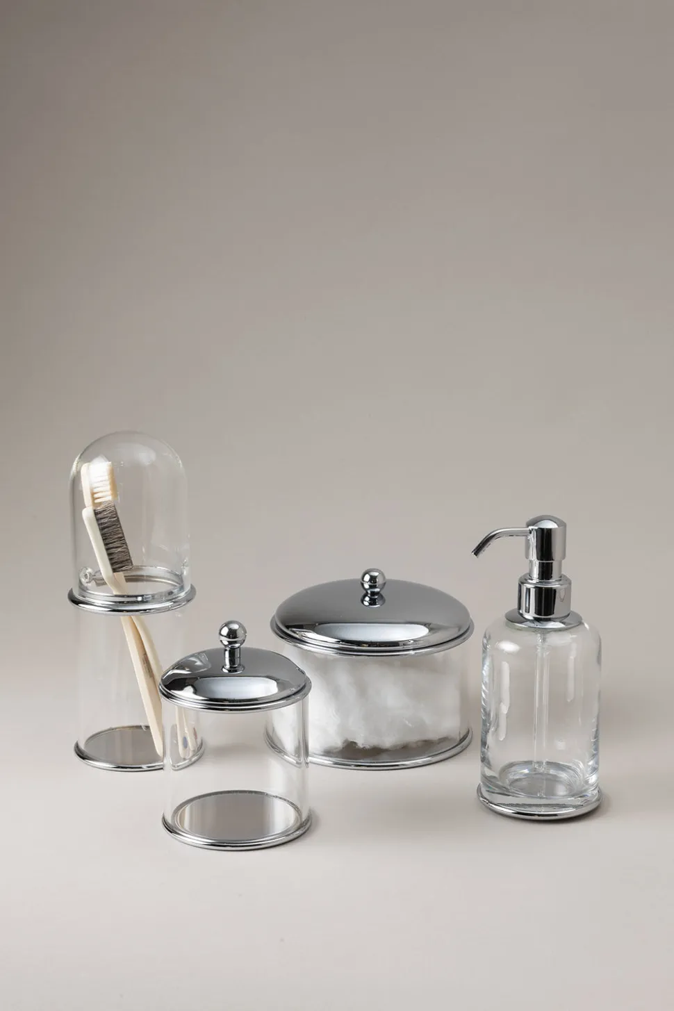 Chrome plated brass Glass soap dispenser