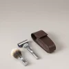 Chrome plated brass Shaving rotating travel set