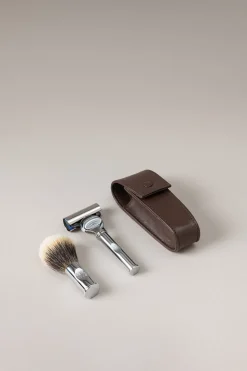 Chrome plated brass Shaving rotating travel set