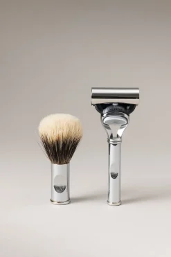Chrome plated brass Shaving rotating travel set