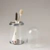 Glass Glass toothbrush pot with glass dome