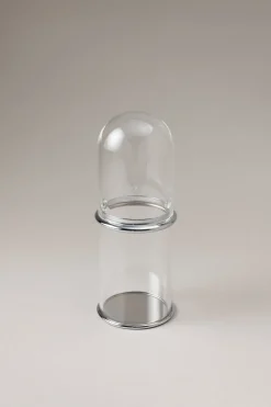 Glass Glass toothbrush pot with glass dome