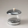 Mother of pearl Glass cotton jar with natural material base