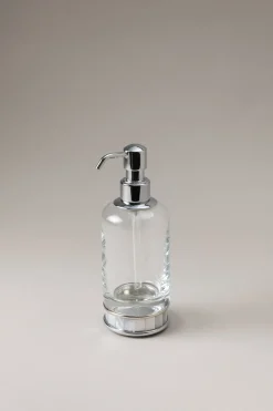 Mother of pearl Glass soap dispenser with natural material base