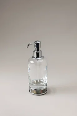 Mother of pearl Glass soap dispenser with natural material base