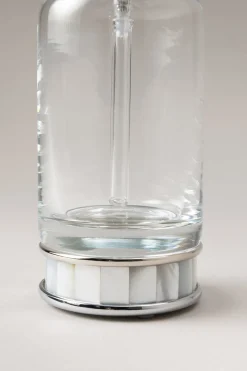 Mother of pearl Glass soap dispenser with natural material base