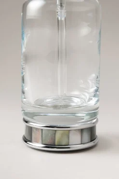 Mother of pearl Glass soap dispenser with natural material base