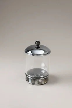 Mother of pearl Glass toilet ear picks jar with natural material base