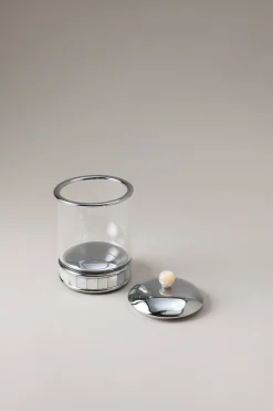 Mother of pearl Glass toilet ear picks jar with natural material base