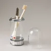 Mother of pearl Glass toothbrush pot with glass dome