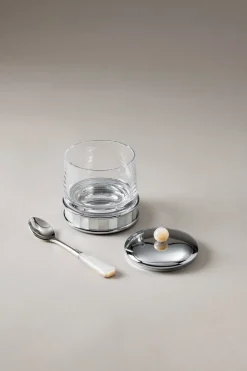 Mother of pearl Jelly or cheese jar with spoon