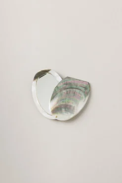 Mother of pearl Oval shaped handbag mirror