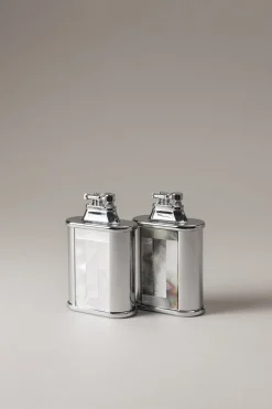 Mother of pearl Oval shaped flint desk lighter