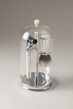 Mother of pearl Shaving set with glass dome