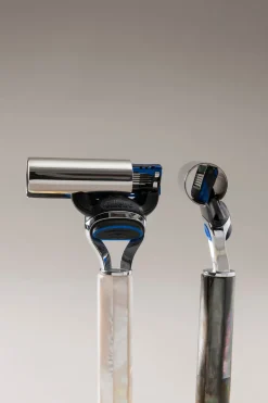 Mother of pearl Shaving set with glass dome