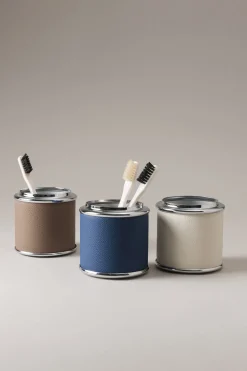 Nautical leather Toilet toothbrush pot